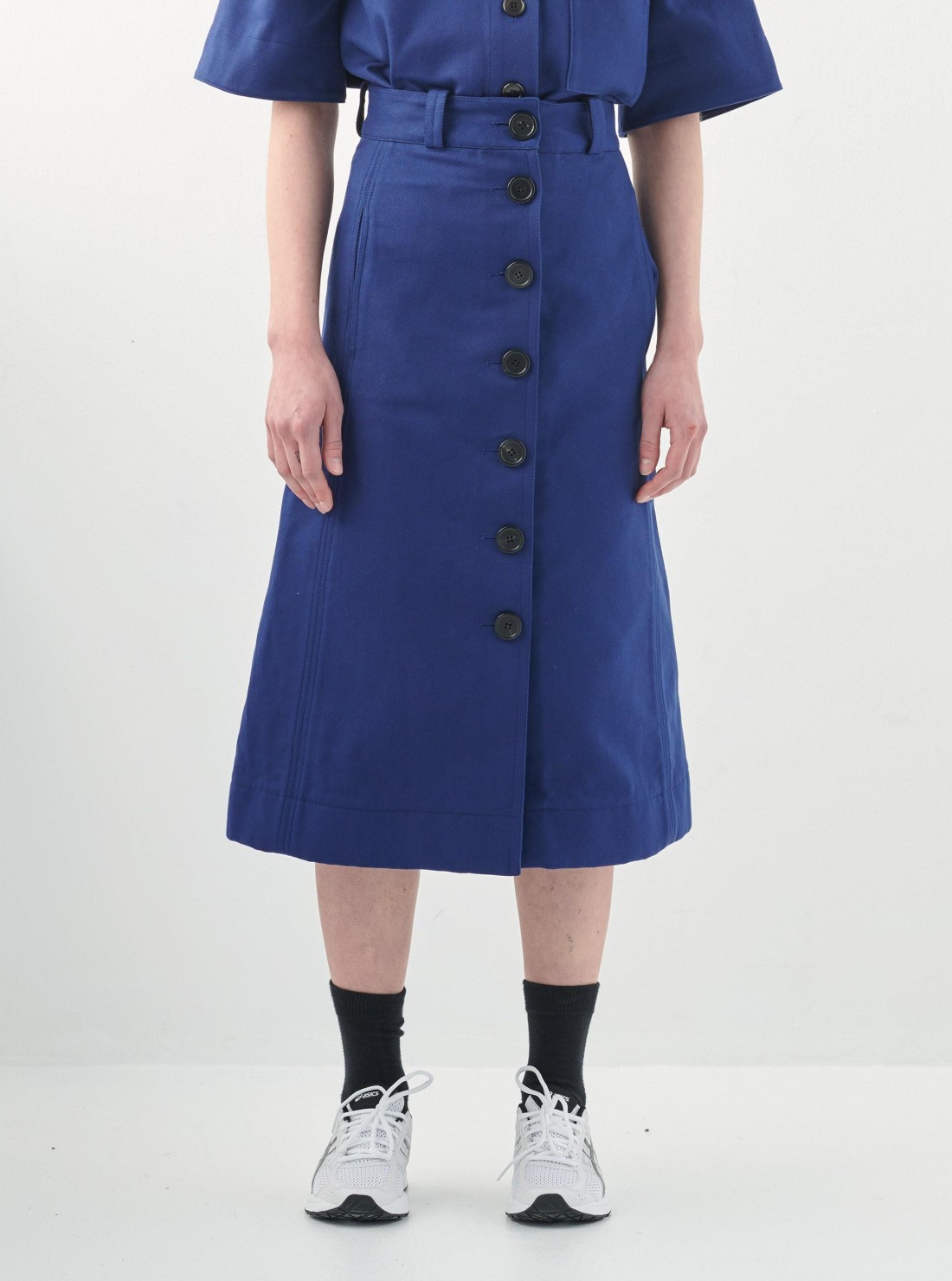 Buttoned A-line Skirt