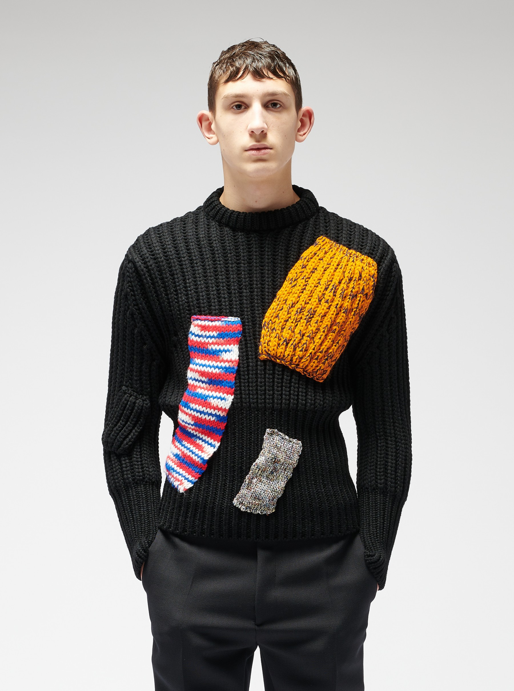 RAF SIMONS Archives redux - Fitted knit with patches