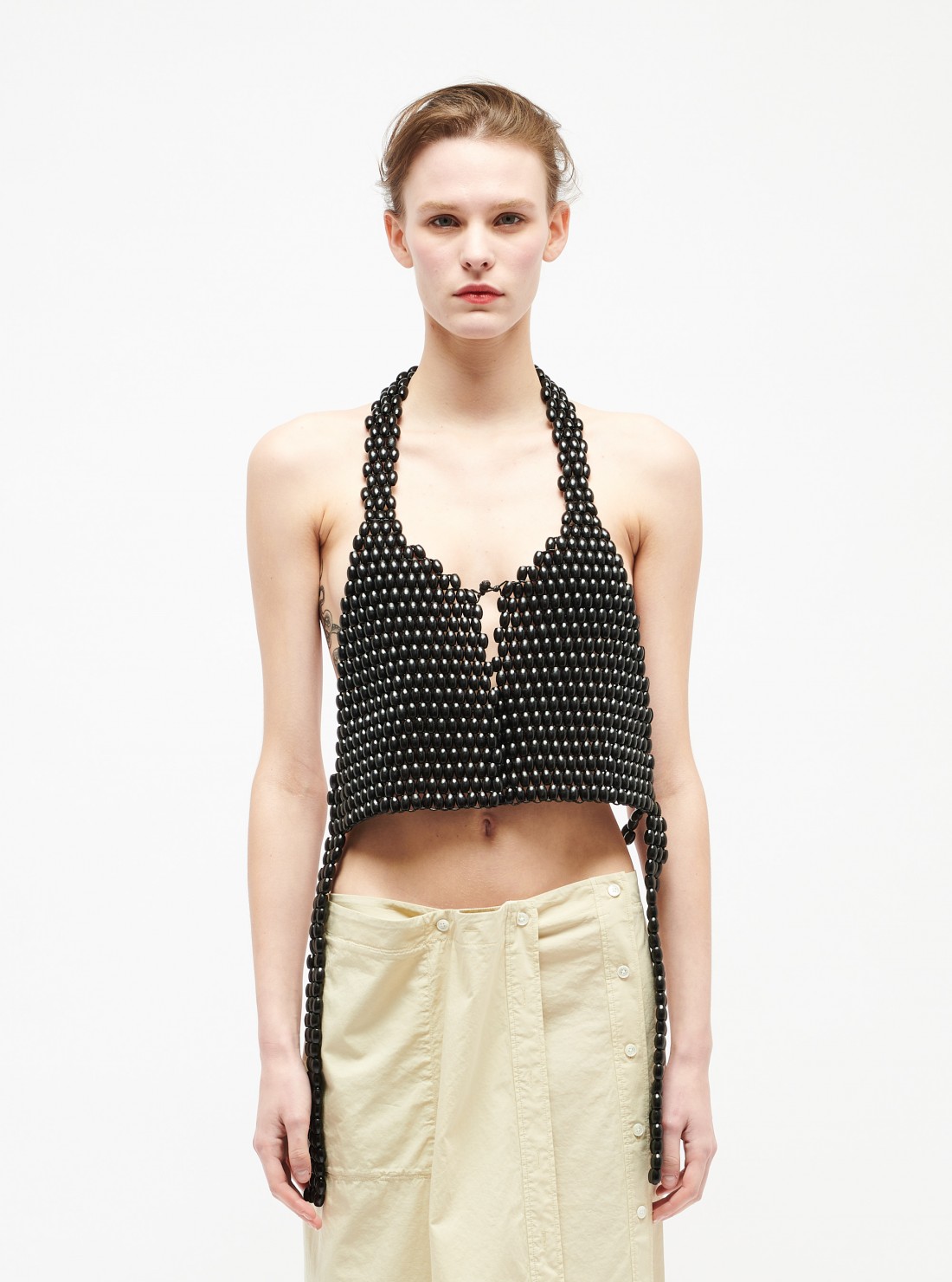 Gilet en perles de bois