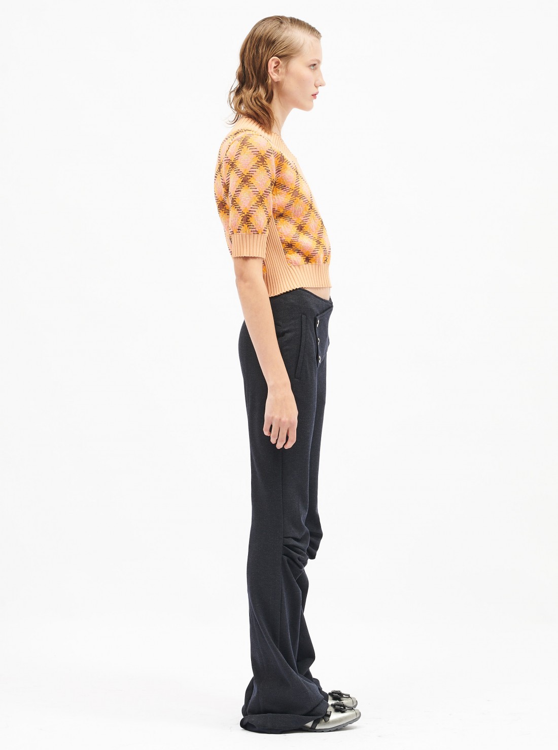 ARGYLE V NECK AMBER