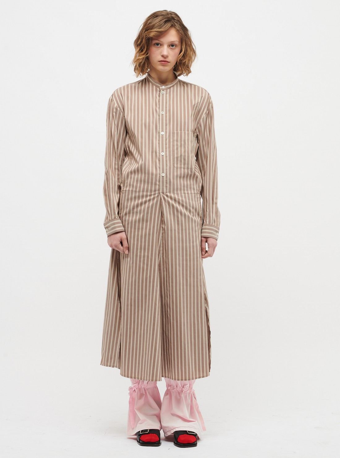 Gusset collar shirt dress