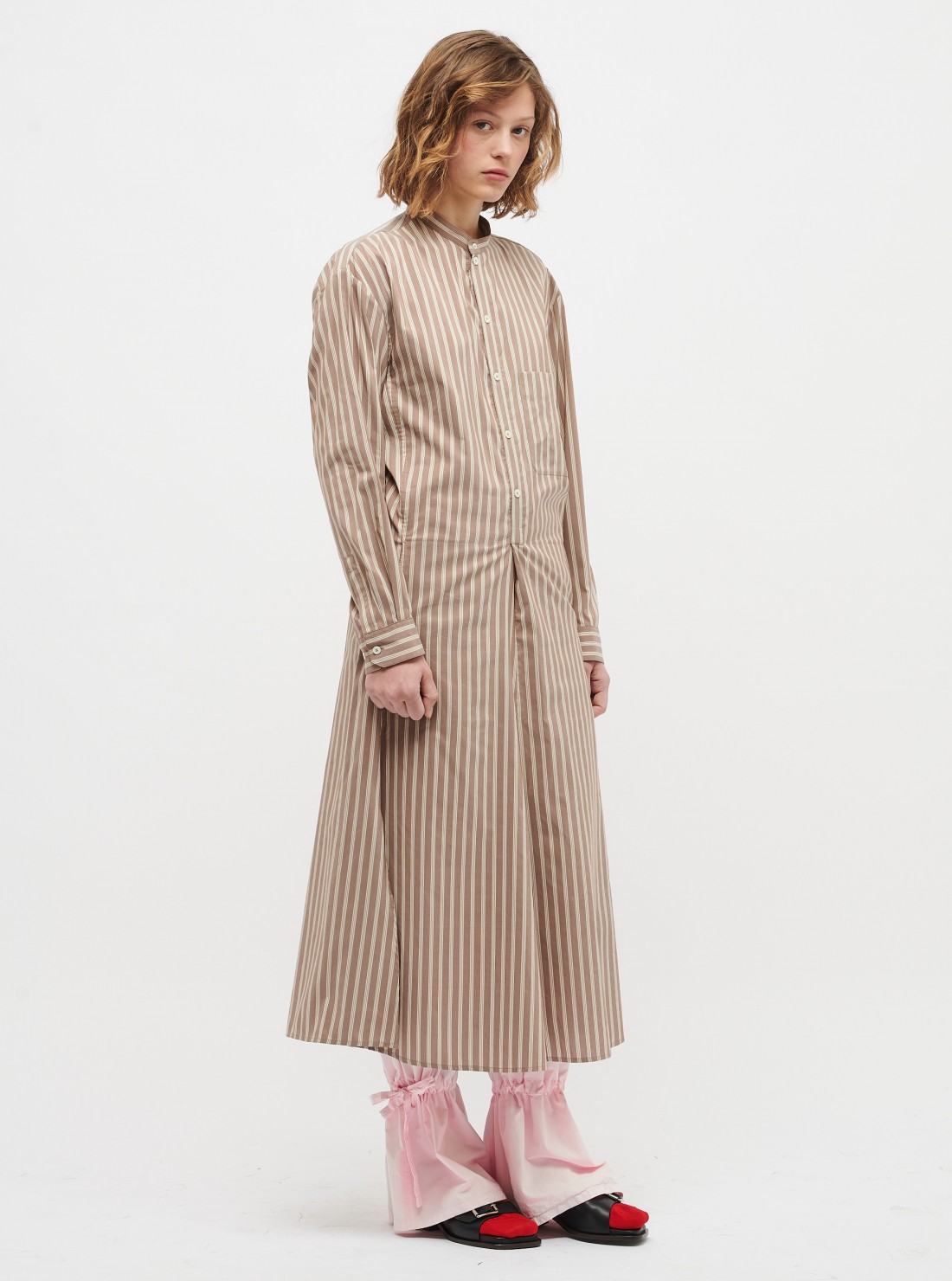 Gusset collar shirt dress