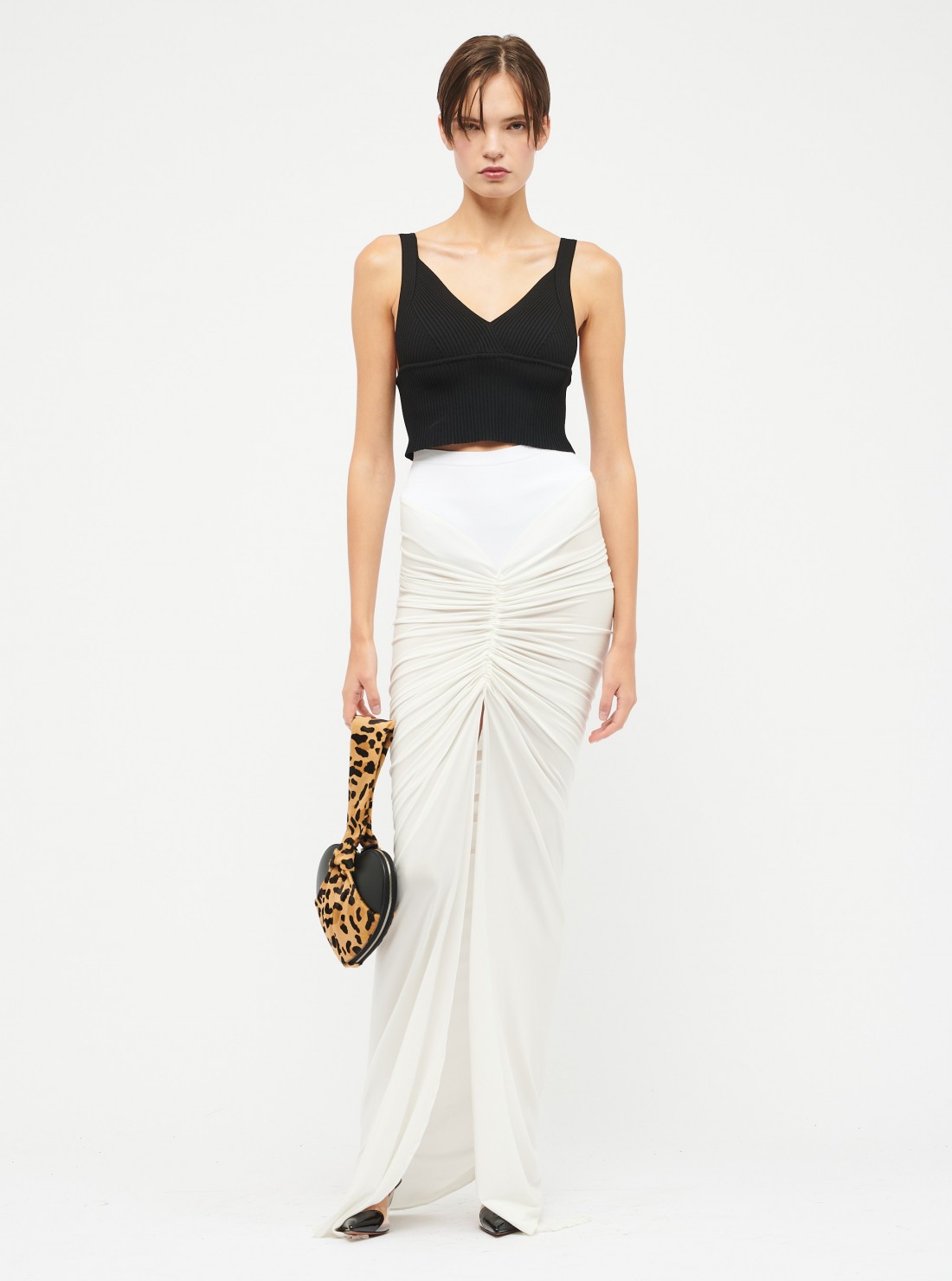 Draped jersey skirt