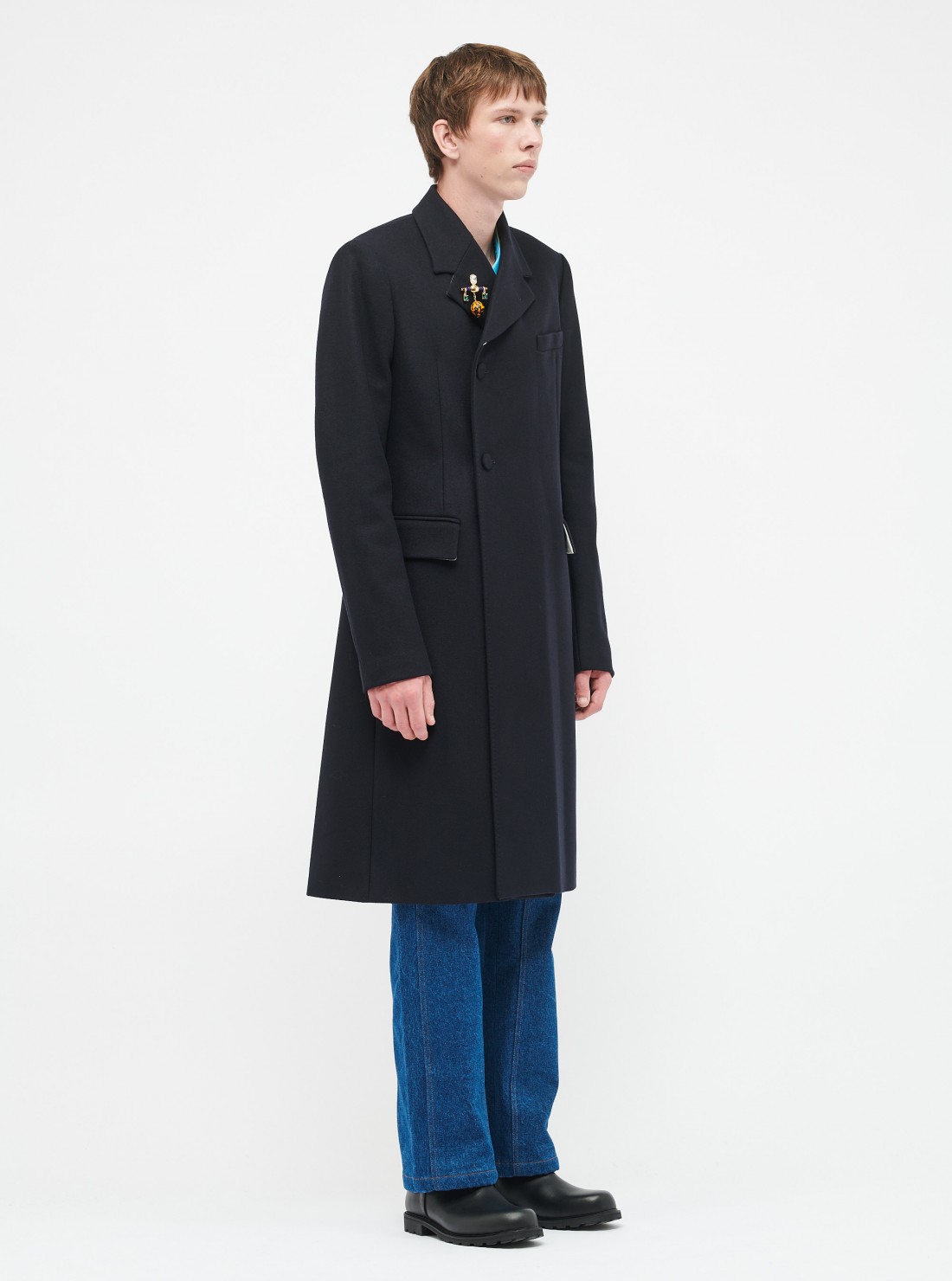 Brushed wool blend coat