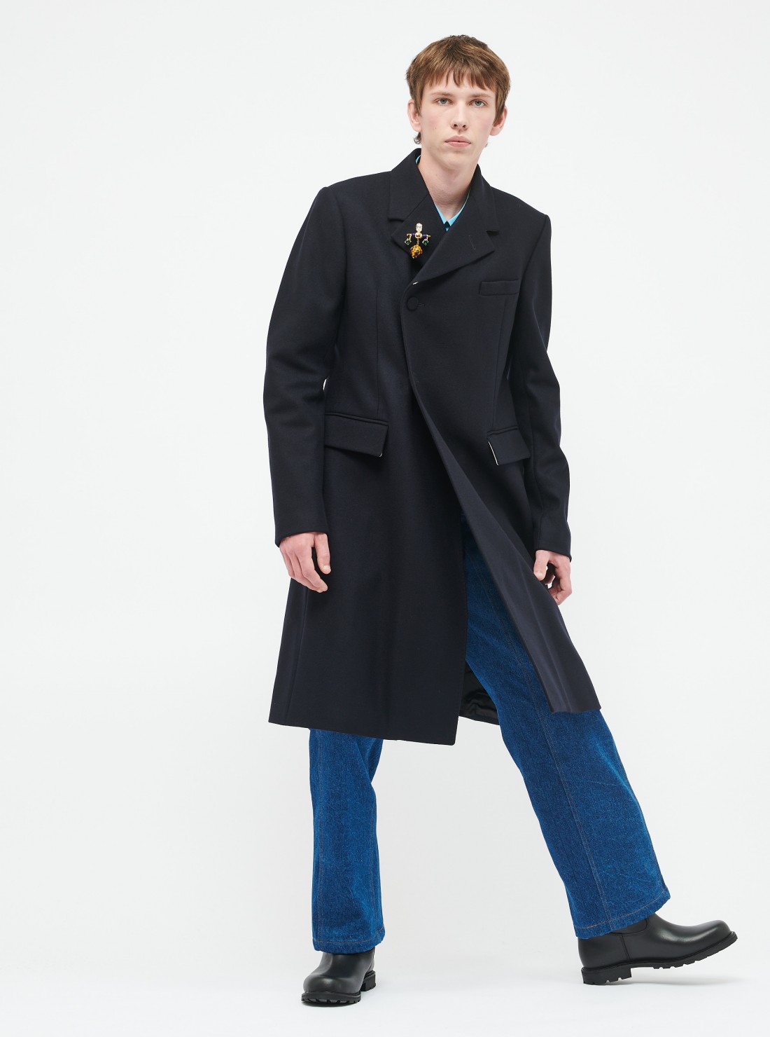 Brushed wool blend coat