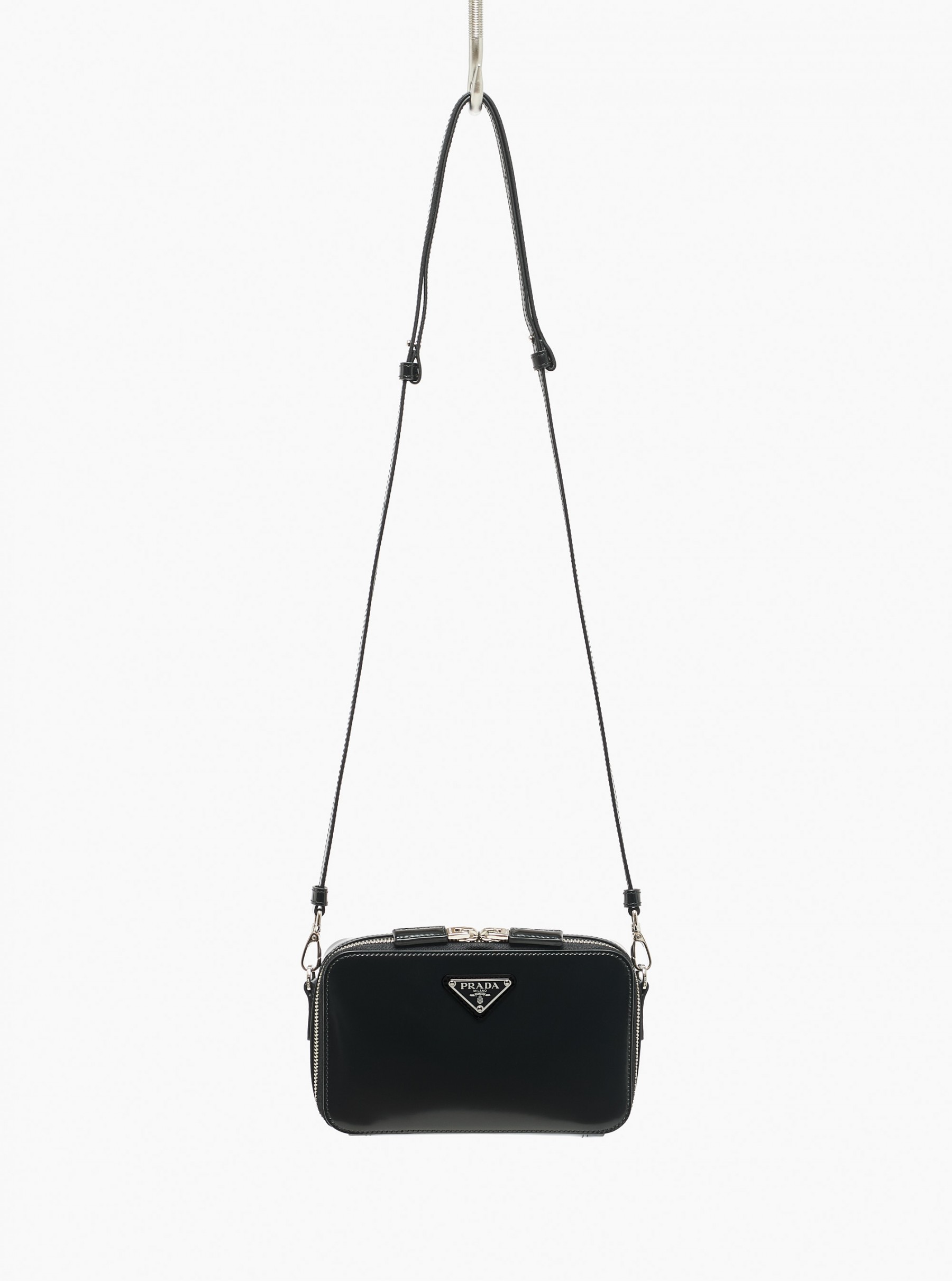 Prada Letter Leather Bag Strap in Black for Men