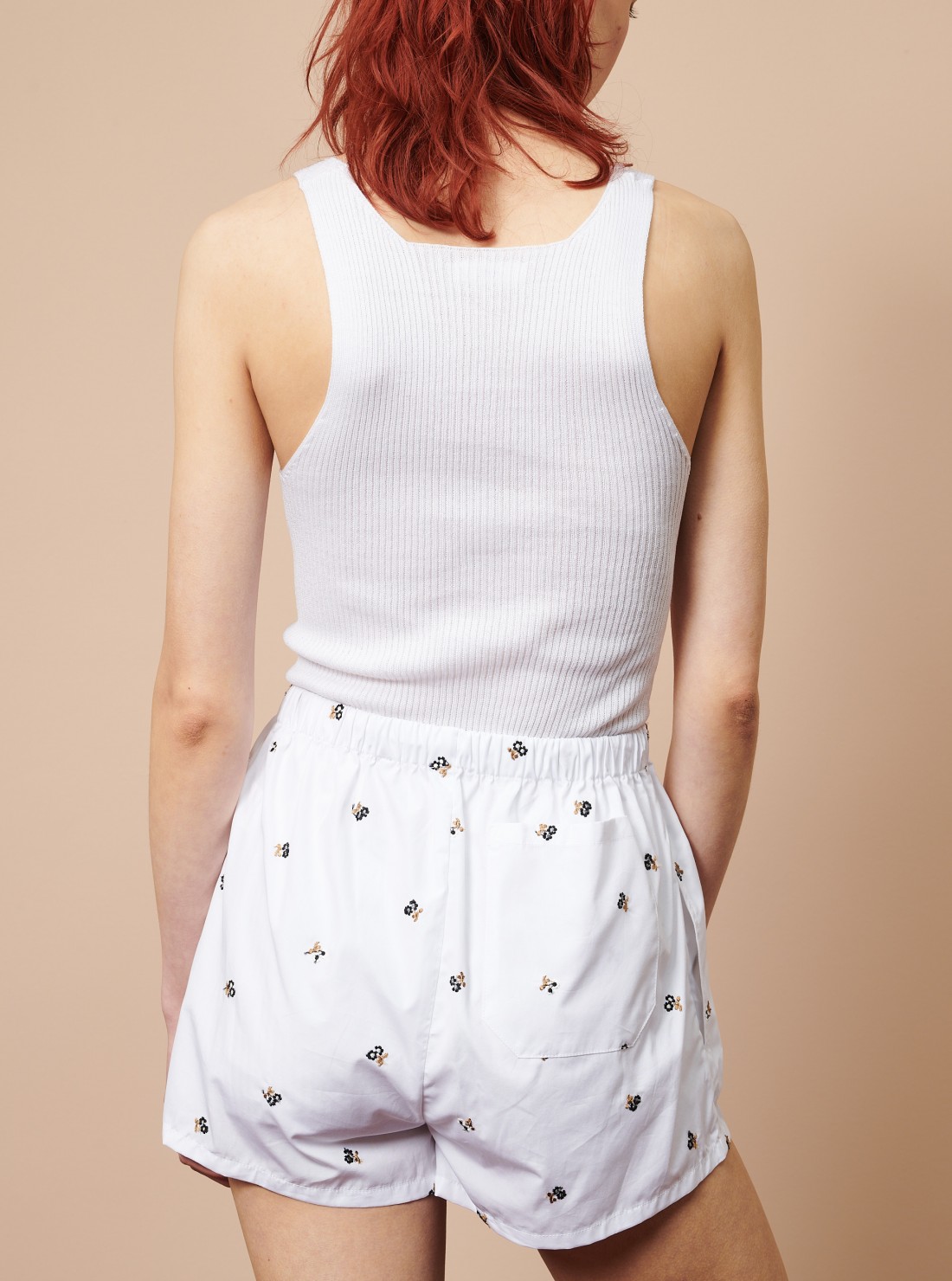 Embroidered poplin shorts