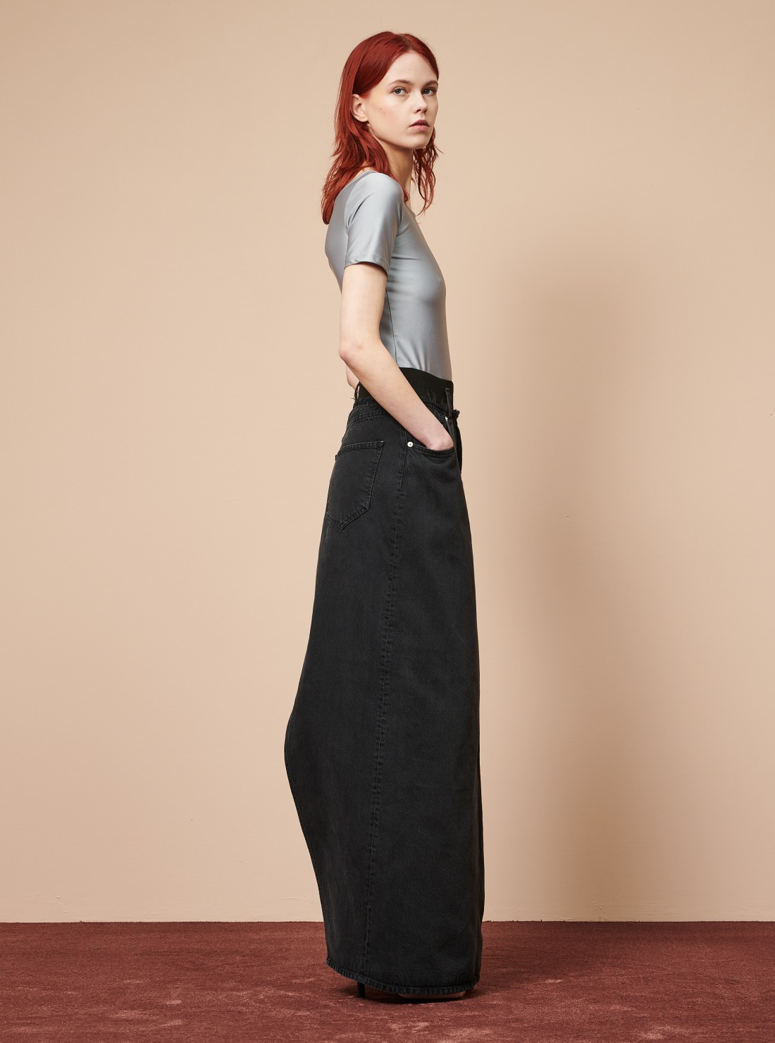 Elasticated Denim Maxi Skirt