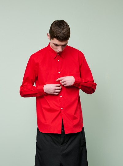 Red poplin shirt