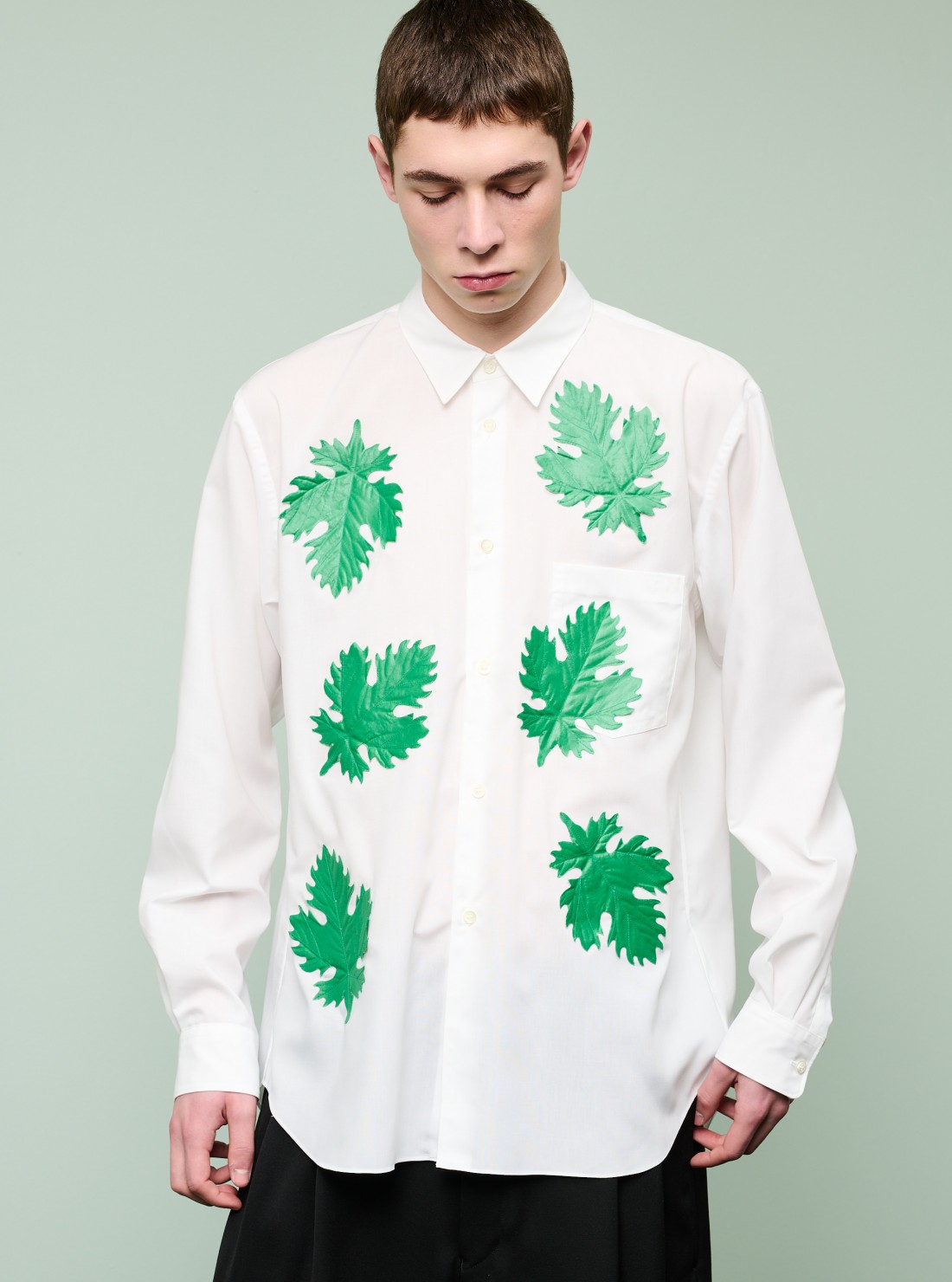Leaf embroidered shirt