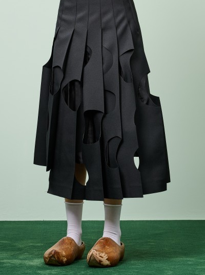 Black Cutout Midi Skirt
