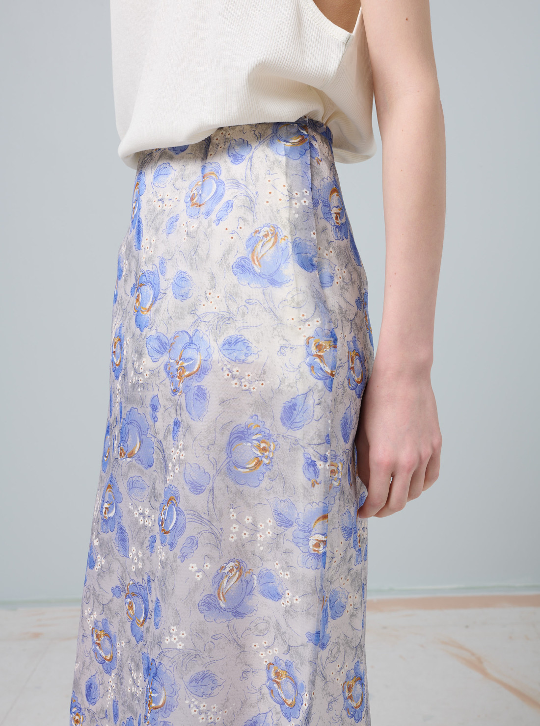 Jupe midi en nylonette imprimée