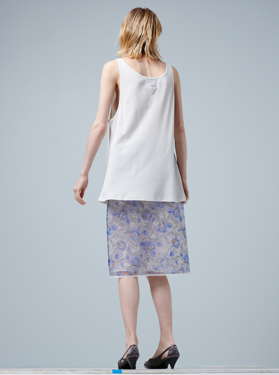 Jupe midi en nylonette imprimée