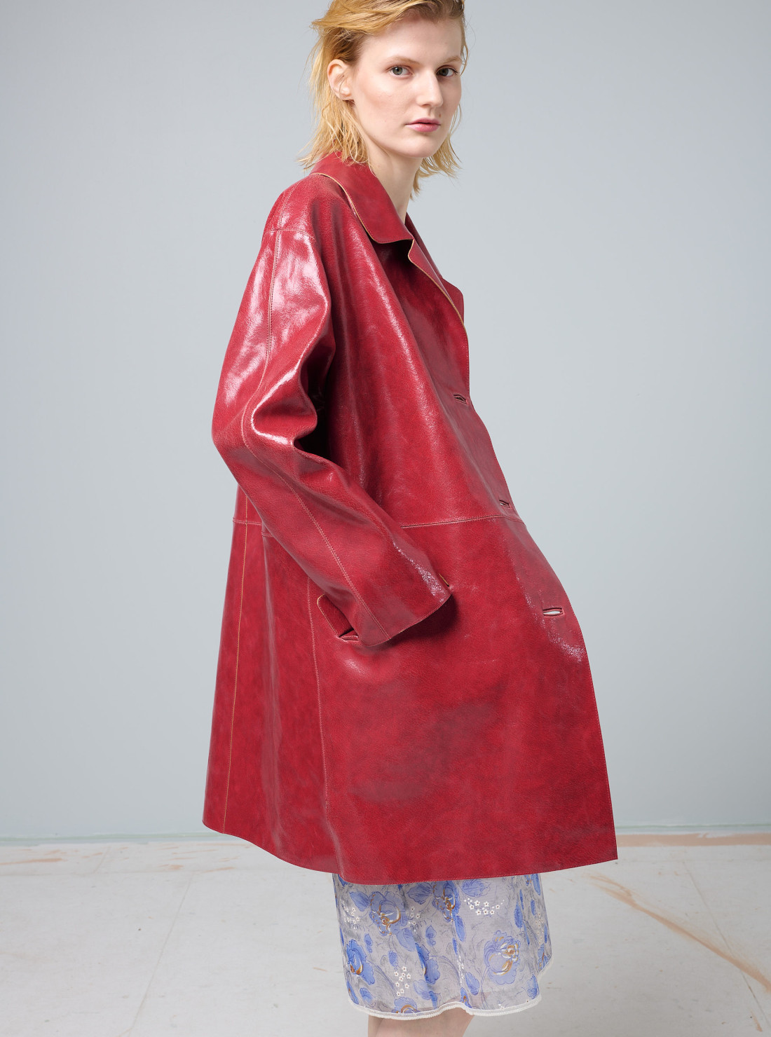 Crackle suede coat