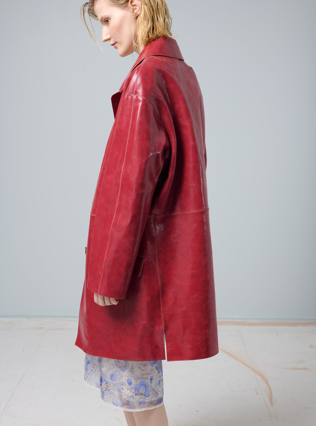 Crackle suede coat