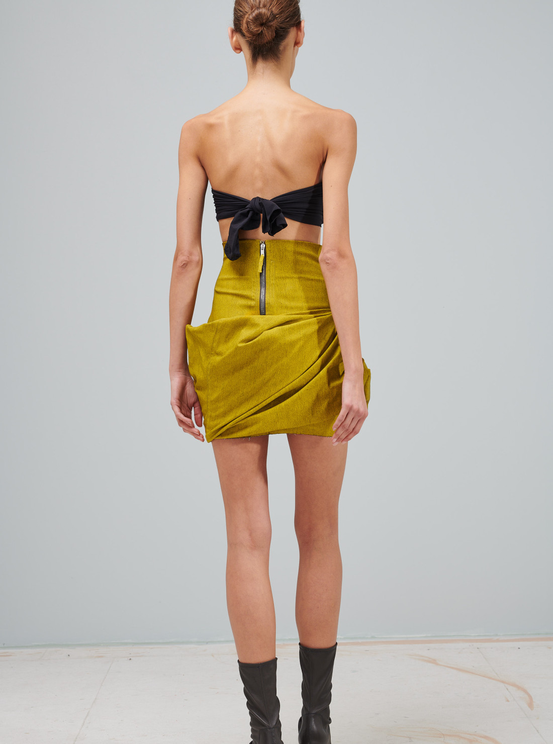 Drape denim skirt
