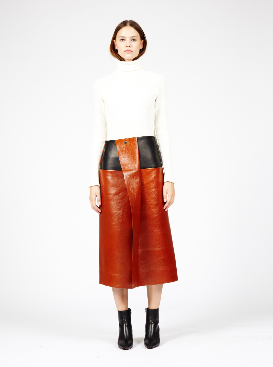 Jupe portefeuille en cuir