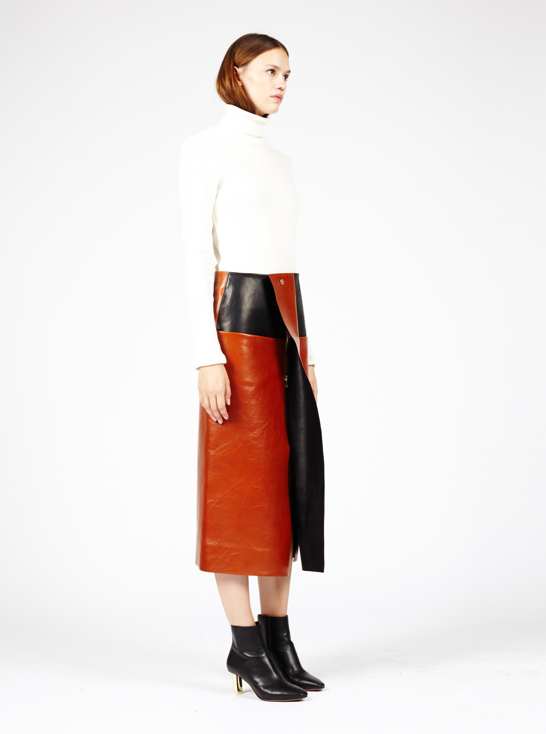 Jupe portefeuille en cuir