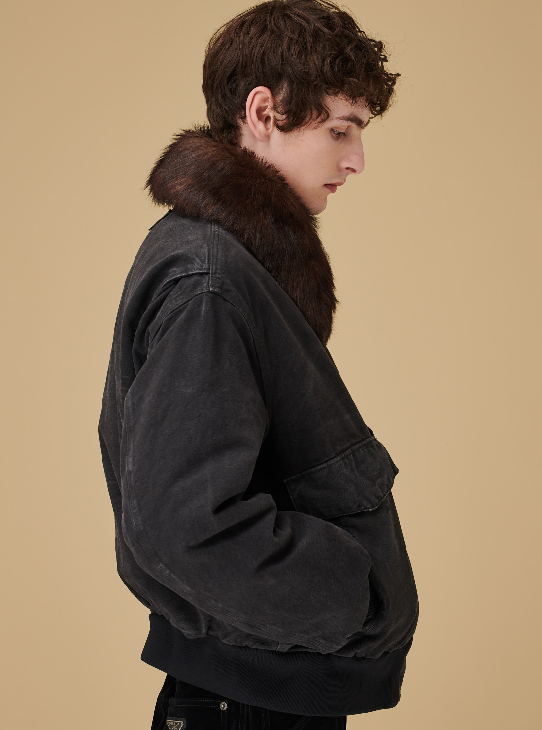 Cotton blouson jacket with shearling...