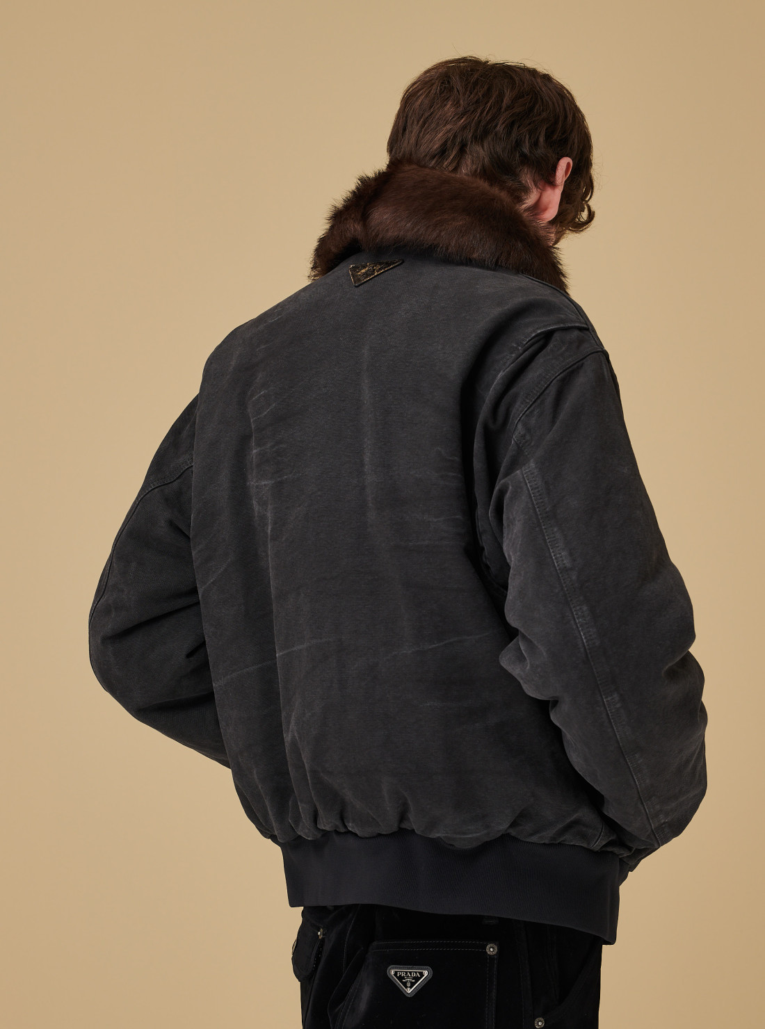 Cotton blouson jacket with shearling...