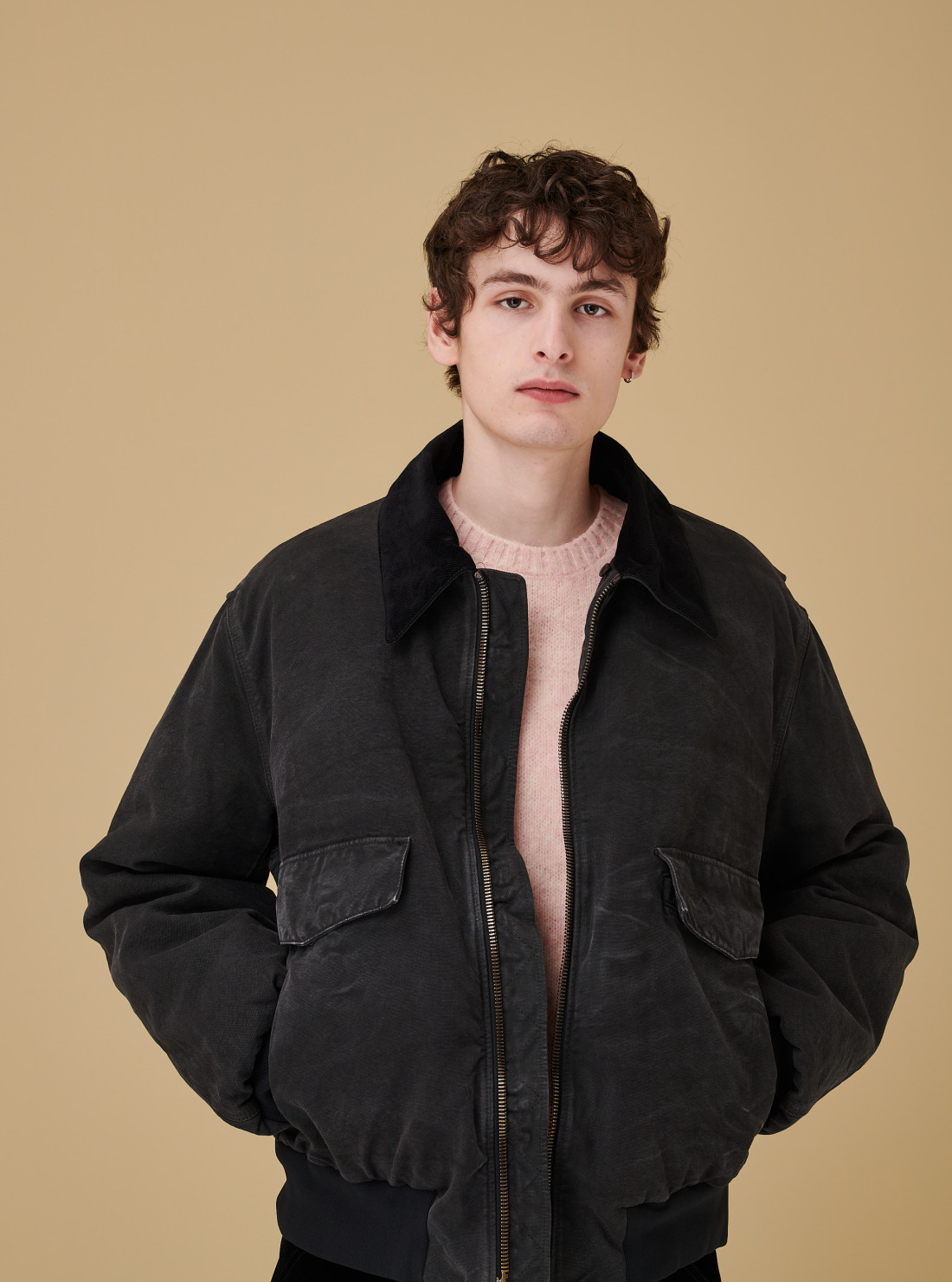 Blouson en coton avec col en fourrure