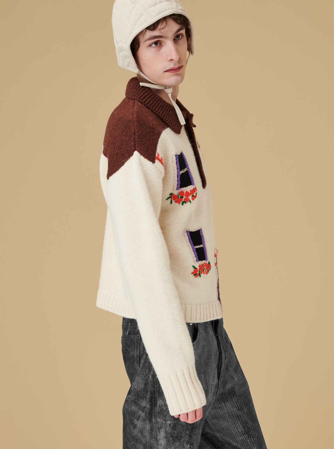 Pull à Motif Beige