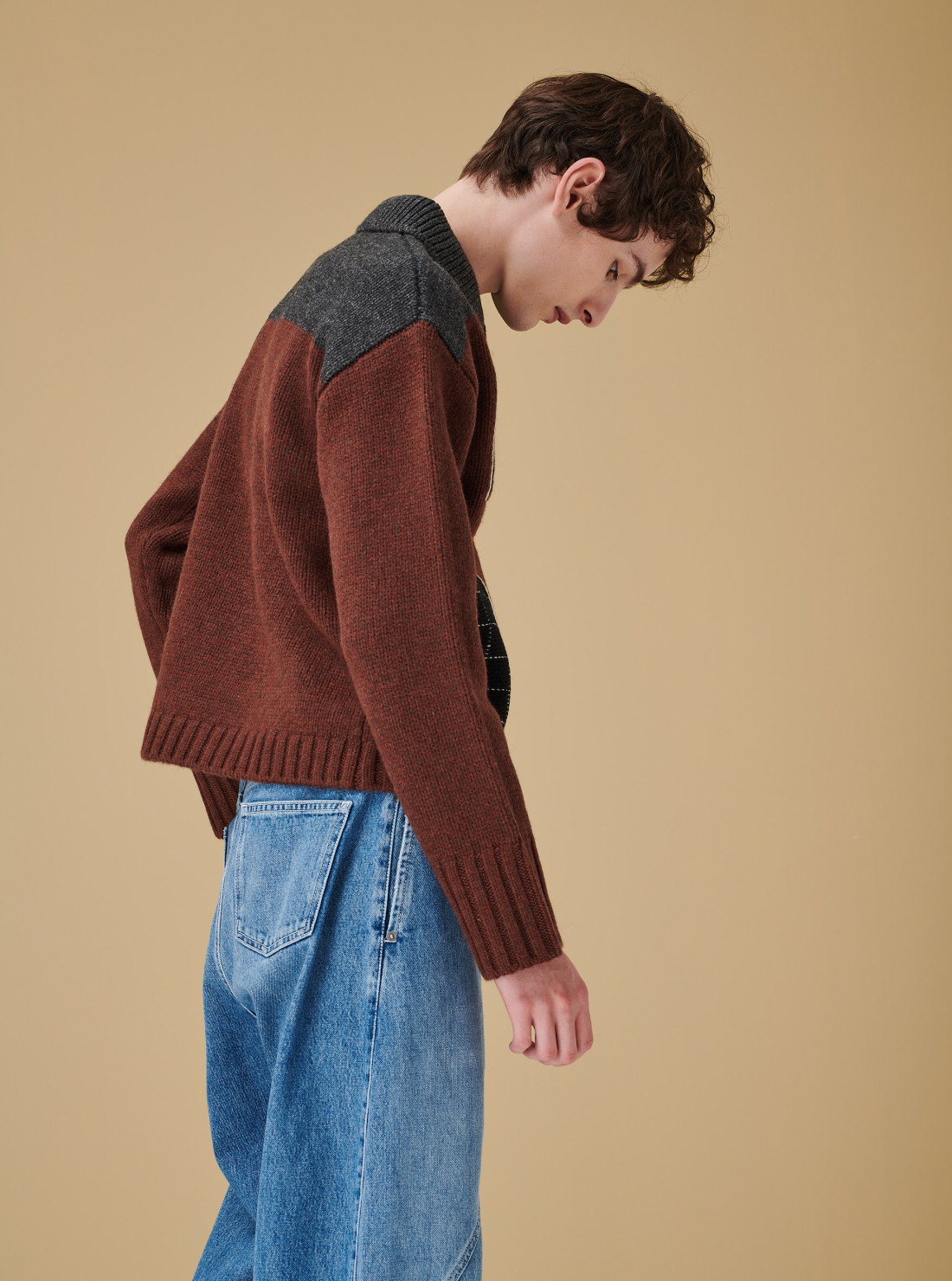 House intarsia polo sweater
