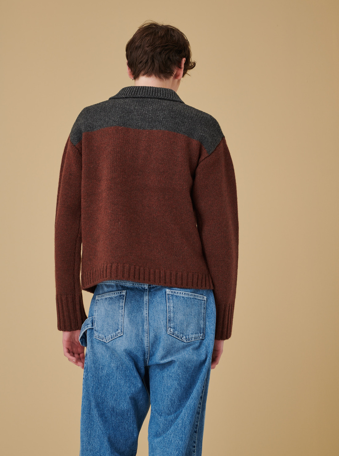 House intarsia polo sweater