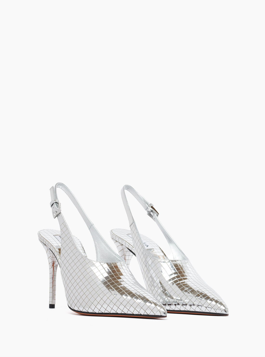 Slingbacks art deco en cuir miroir
