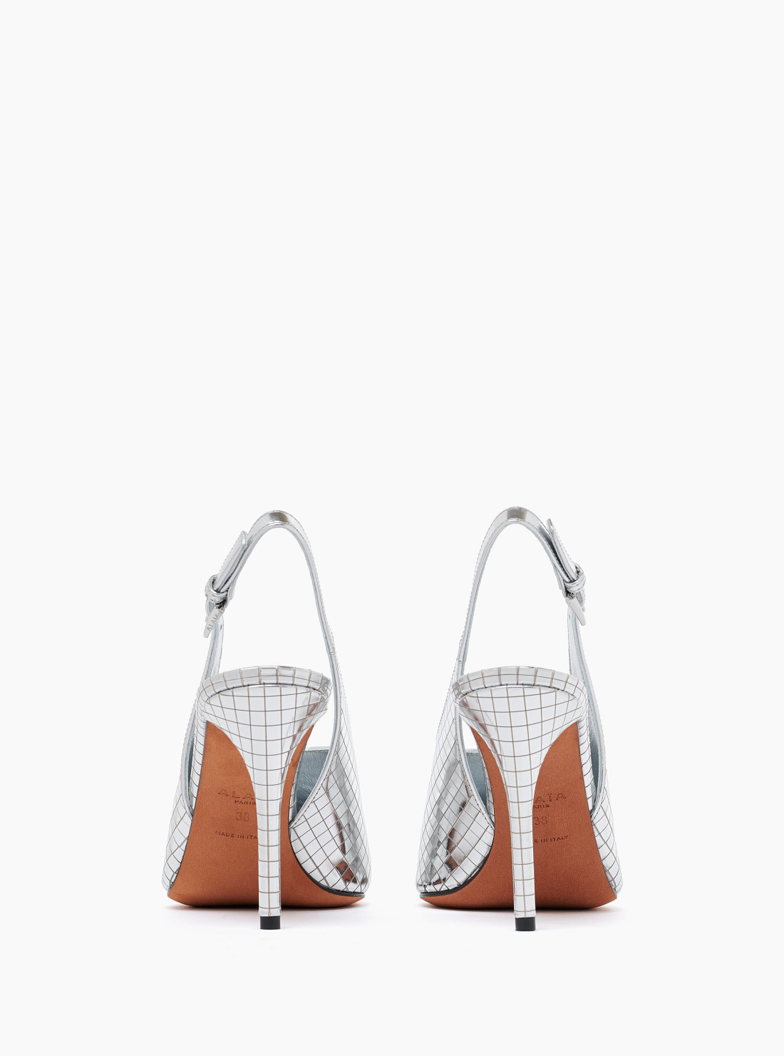 Slingbacks art deco en cuir miroir