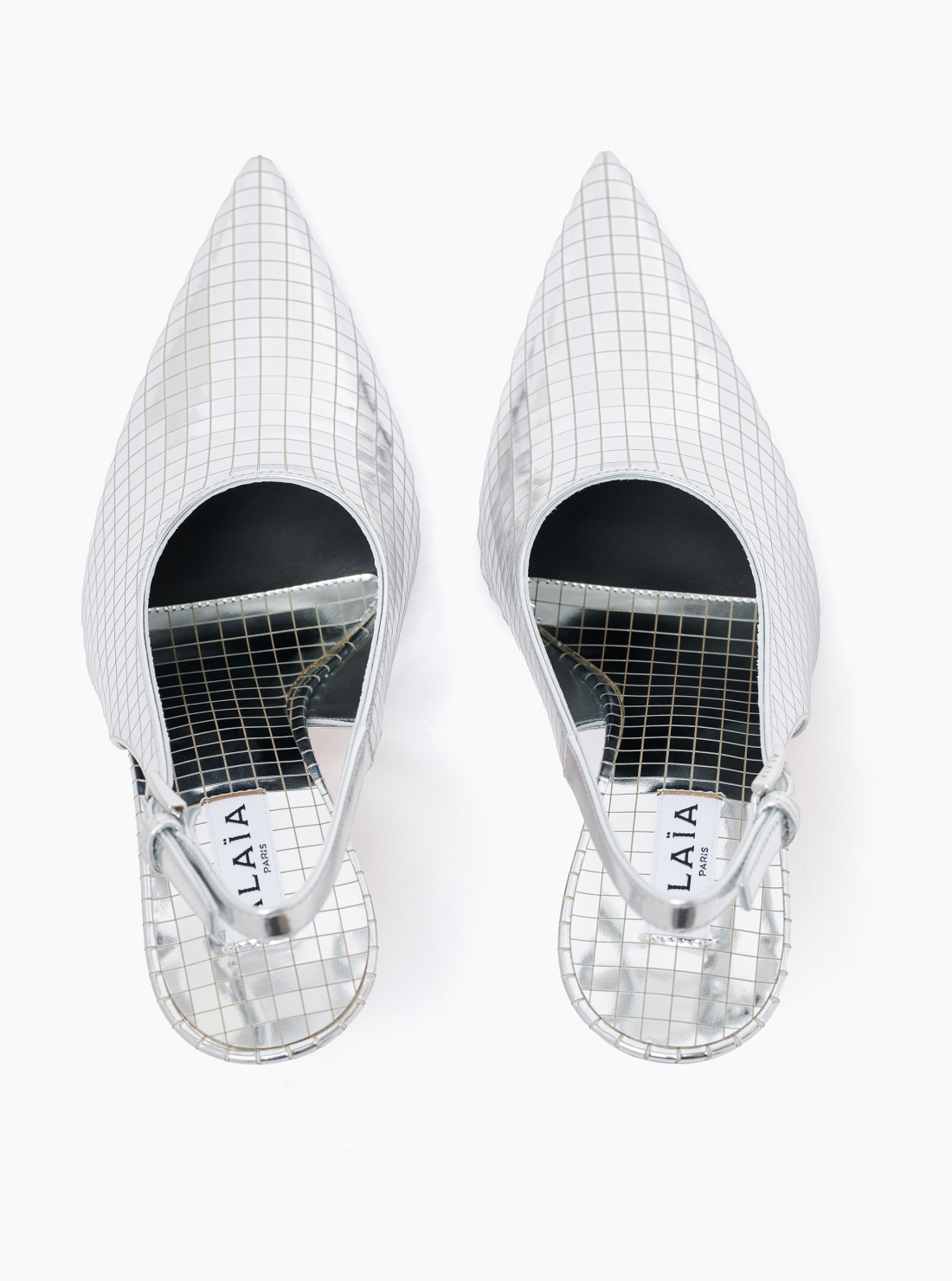 Slingbacks art deco en cuir miroir