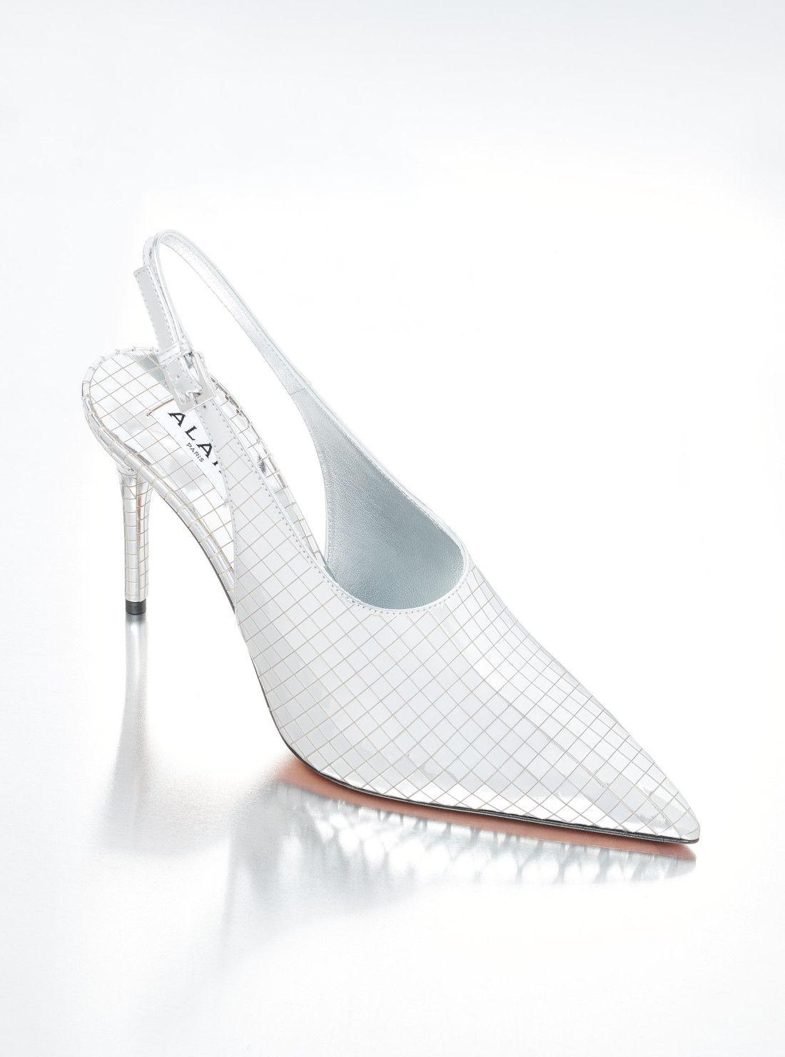 Slingbacks art deco en cuir miroir