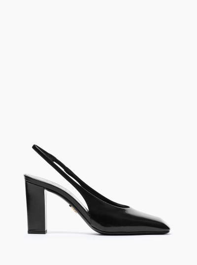 Patent leather slingback pumps