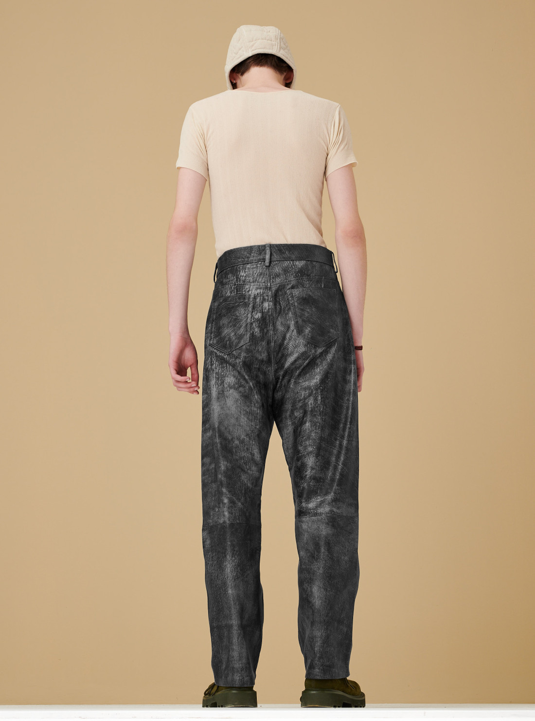 Pantalon droit en cuir