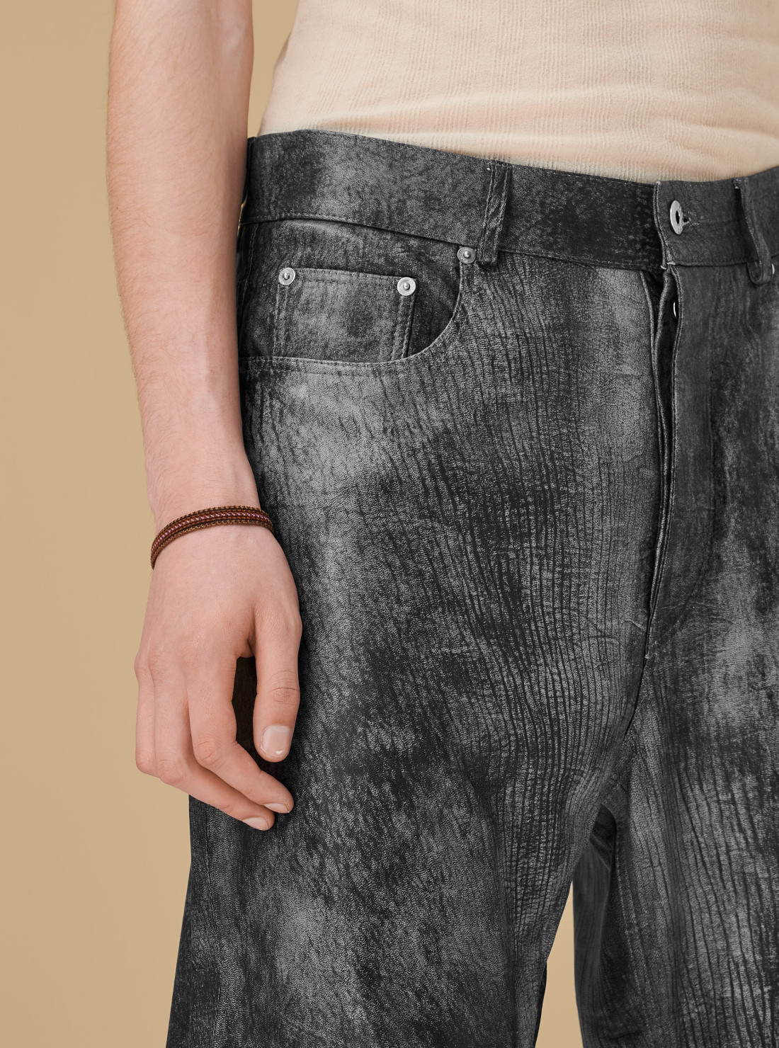 Pantalon droit en cuir