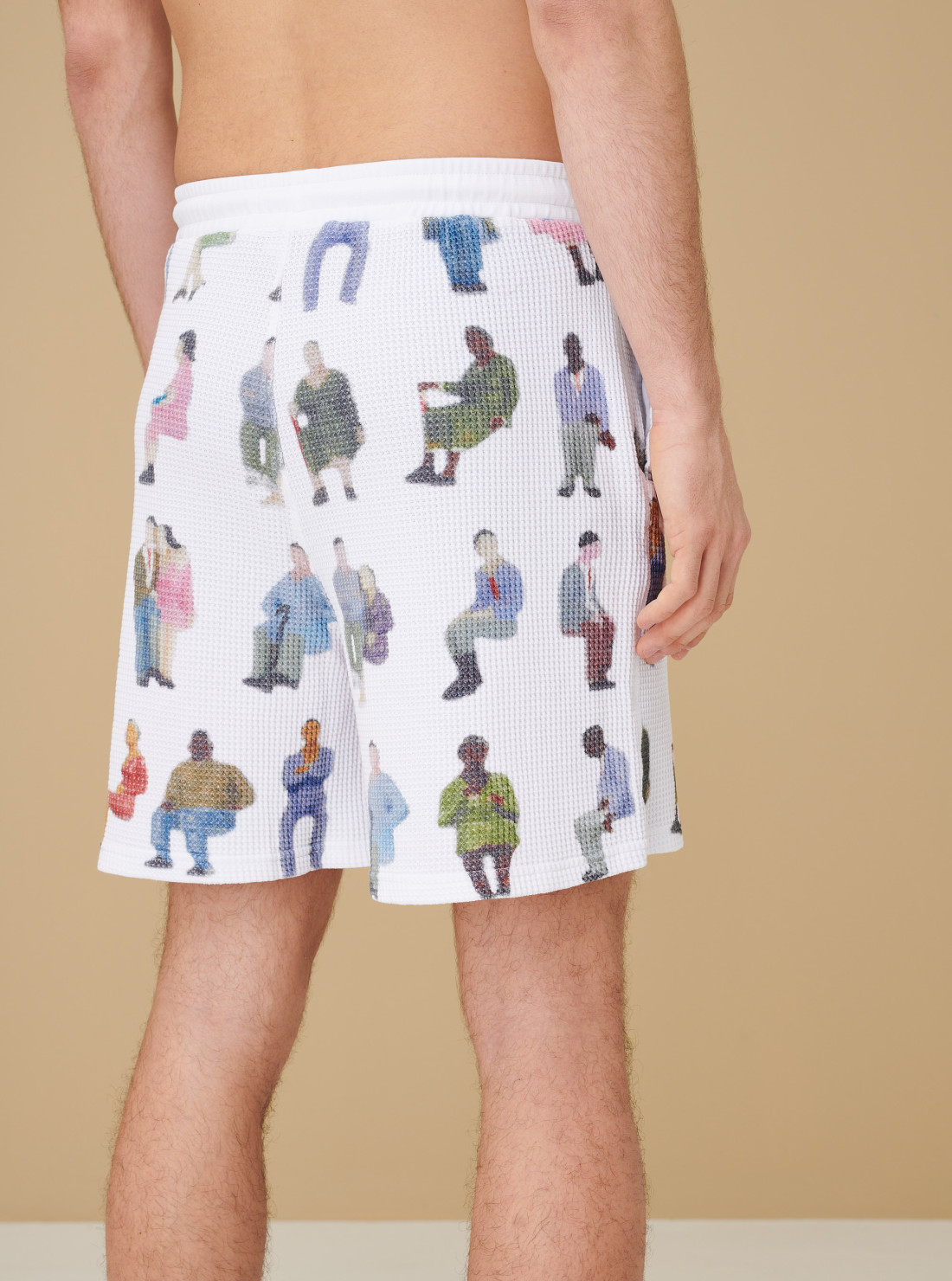 Printed waffle shorts