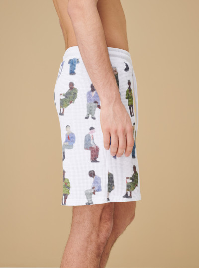 Printed waffle shorts