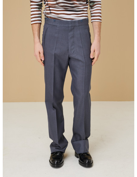 Mohair and silk pants with printed belt