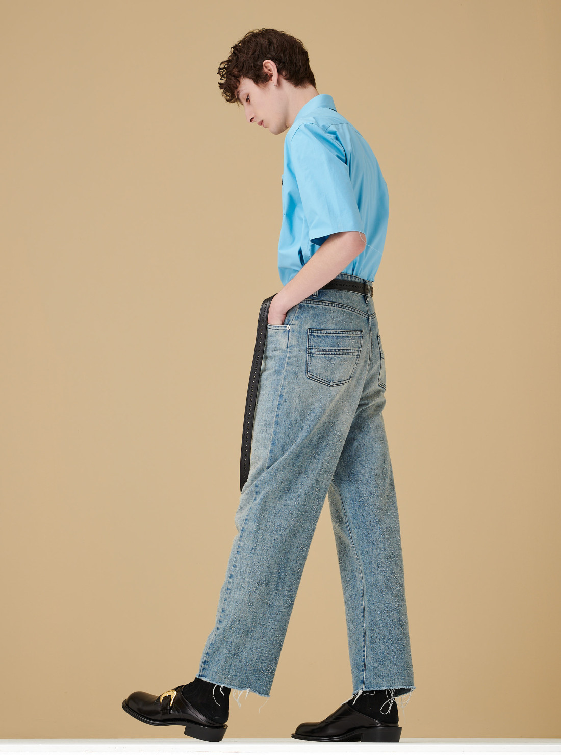 Pantalon en denim effet usé