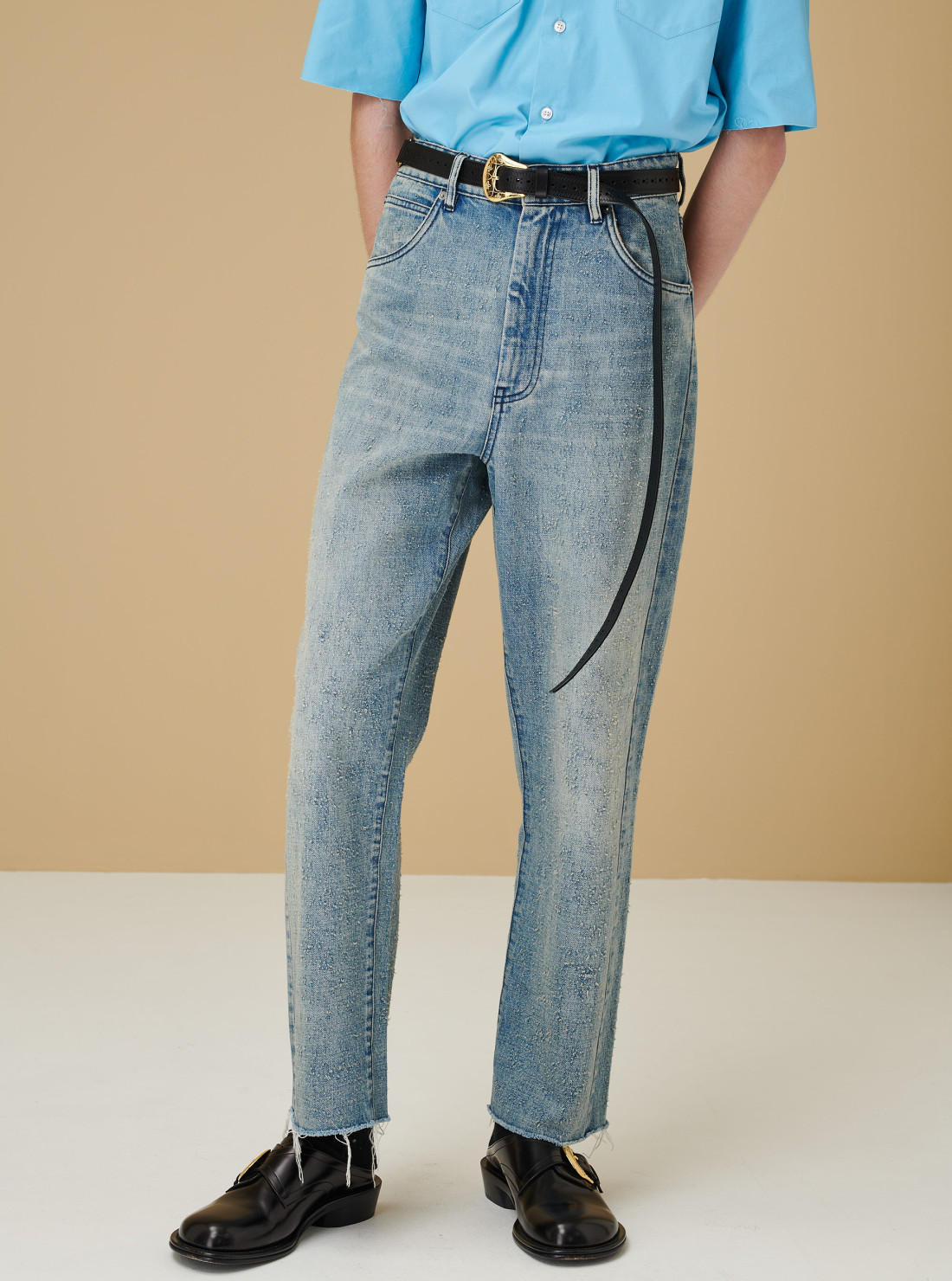 Pantalon en denim effet usé