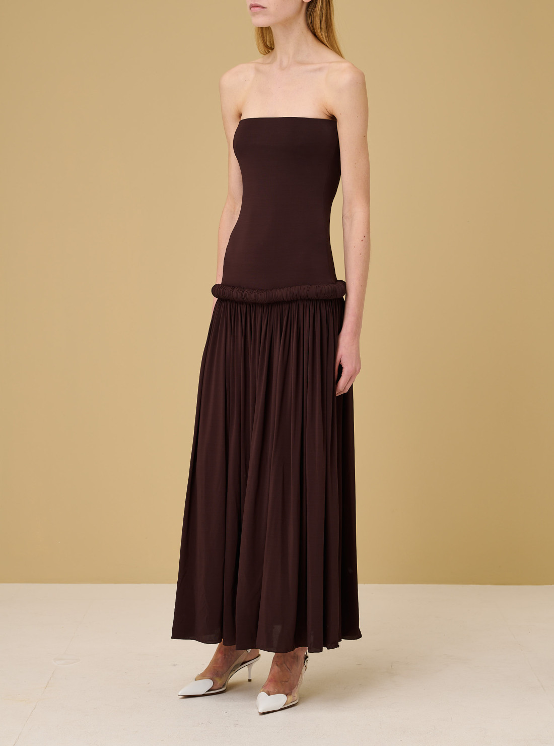 Strapless dress in supple jersey