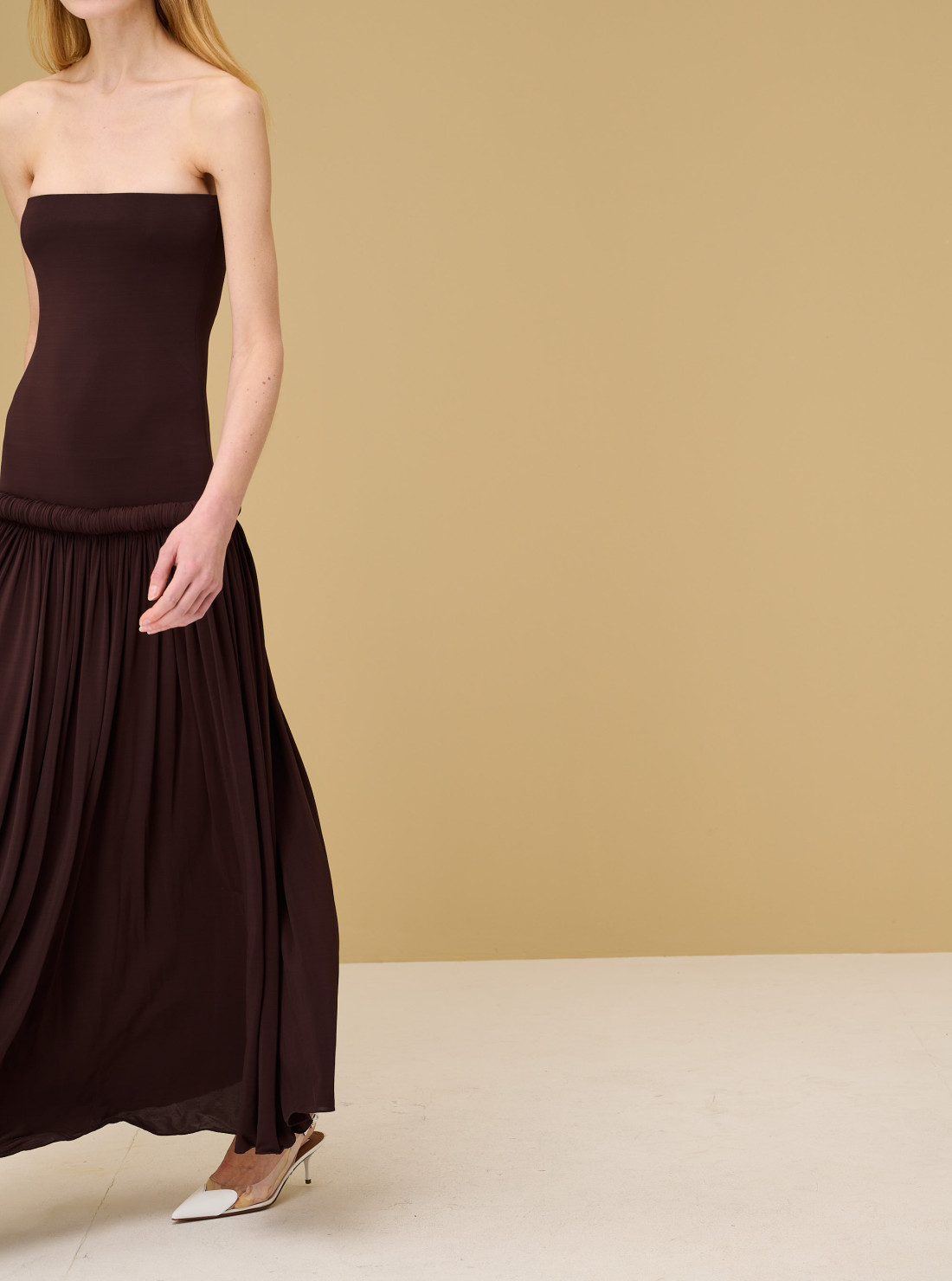 Strapless dress in supple jersey