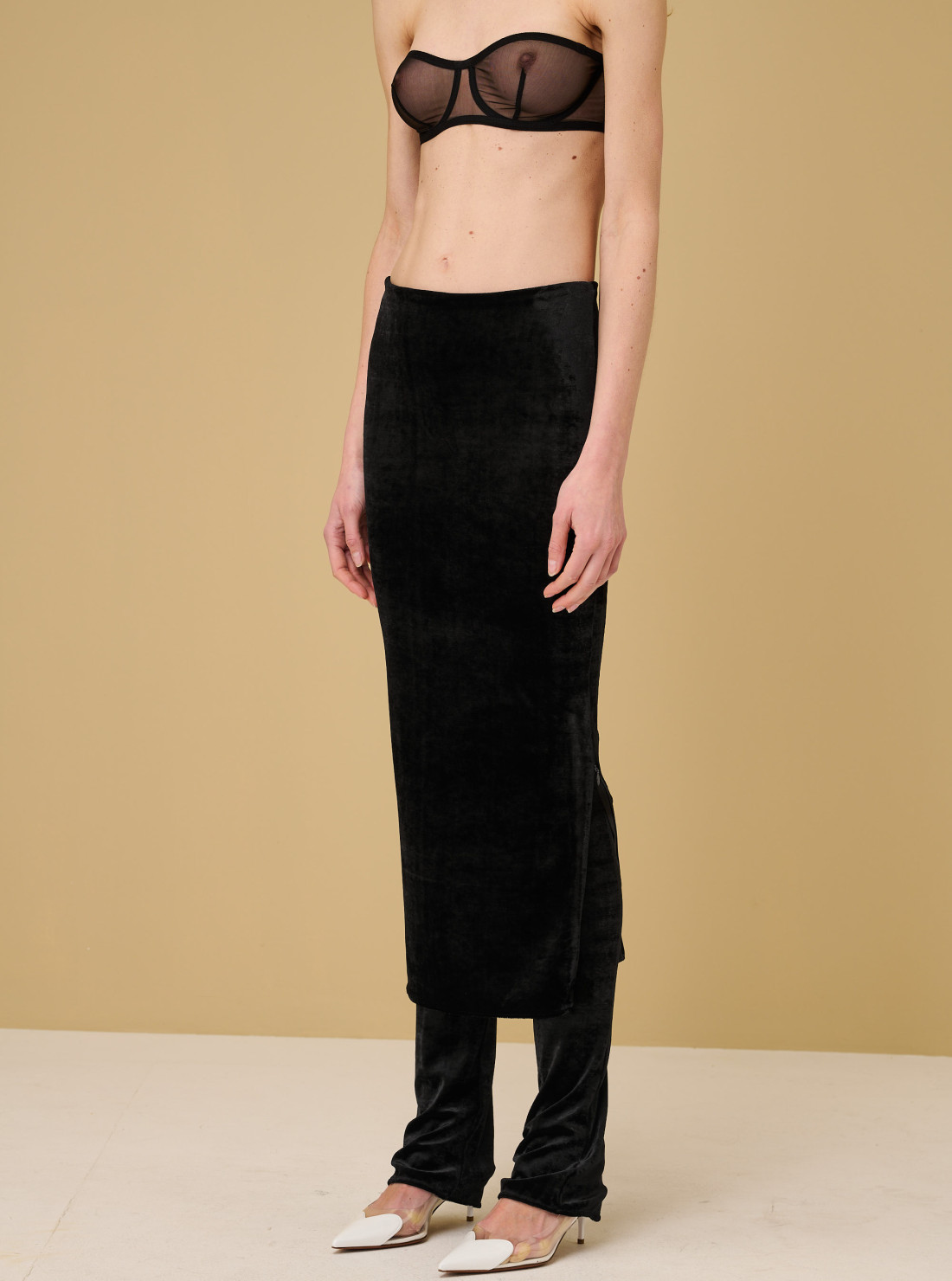 Velvet skirt-pants