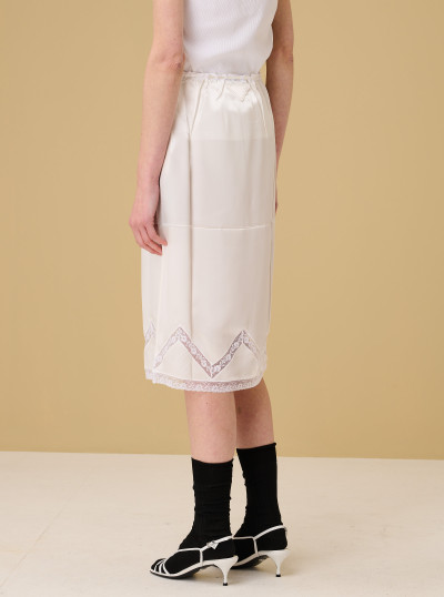 Embroidered satin skirt
