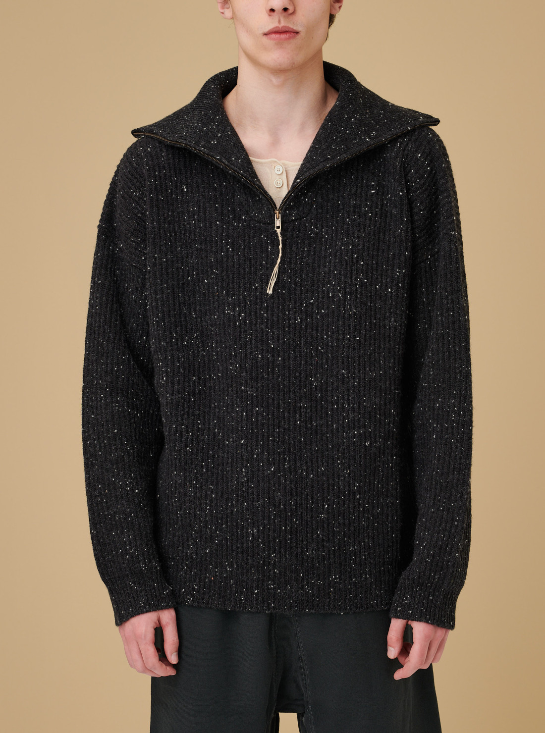 Pul zippé en laine Shetland