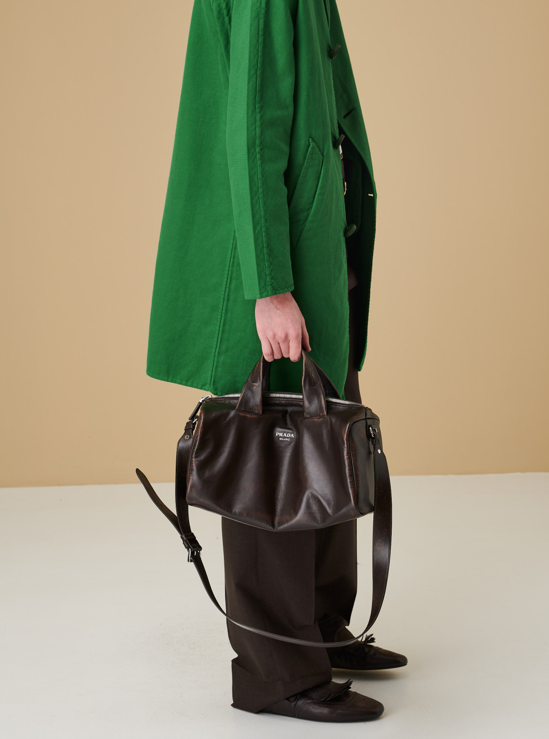Small nappa leather duffle bag