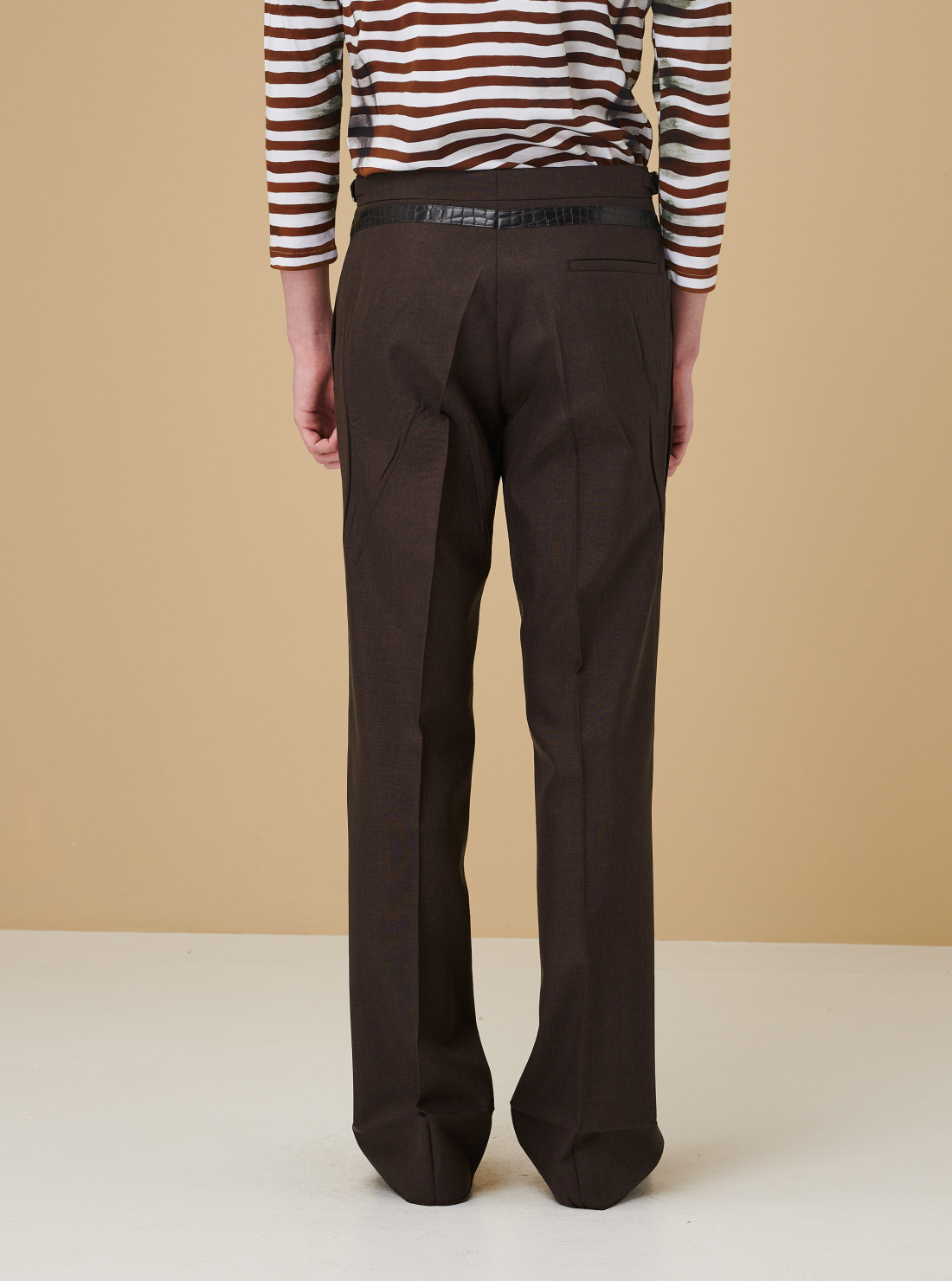 Pantalon trompe l'oeil en mohair et soie