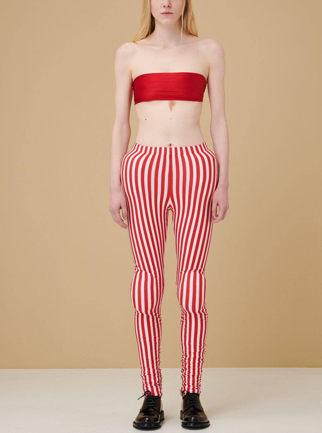 Asymmetrical striped leggings