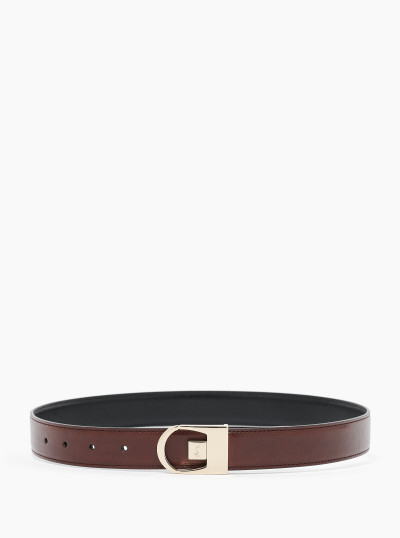Reversible belt in smooth leather