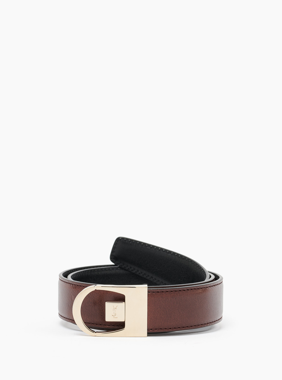 Reversible belt in smooth leather